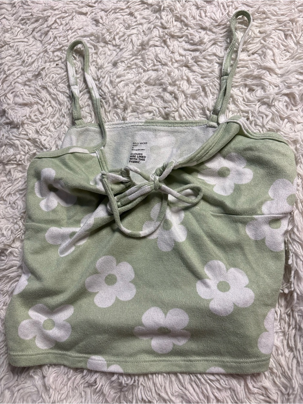 Hollister Gilly Hicks Green Floral Knit Tie-Front Cami Top